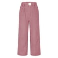 thumbnail image 5 of TFEOQRY Capris Pants for Women Fashionable and Comfortable Checkered Printed Cropped Pants Medium Waist Trousers Pink, 5 of 6