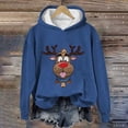 thumbnail image 3 of Wolfast Chandail de Noël Imprimé Chaud Épaissi pour Femmes à Manches Longues Col Rond Mode Décontractée chandail-Over, Marine, P, 3 of 3