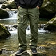 thumbnail image 7 of COSFO Men Cargo Pants Tactical Waterproof 6 Pockets Hiking Pants Relaxed Fit Drawstring Straight Leg Work Solid Mens Pants, 7 of 7