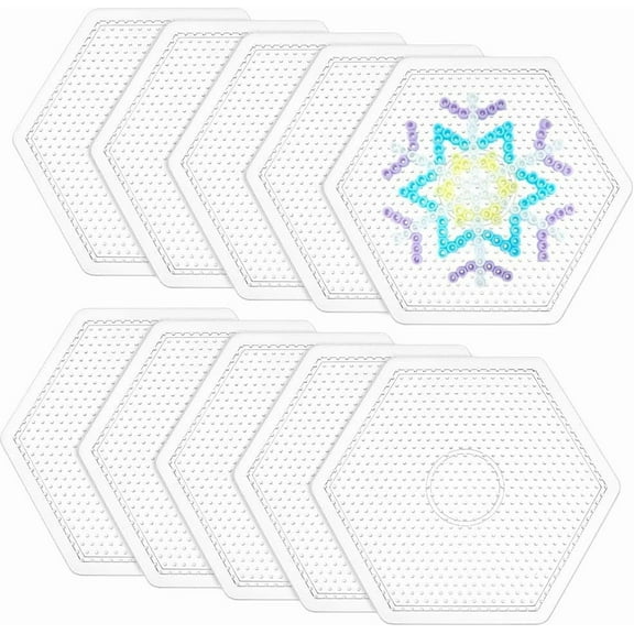 PH 10Pcs 5mm Beads Boards Hexagonal Plastic Pegboards Clear Plastic Bead Pegboards Large Clear Pegboards Kits for DIY Craft Beads