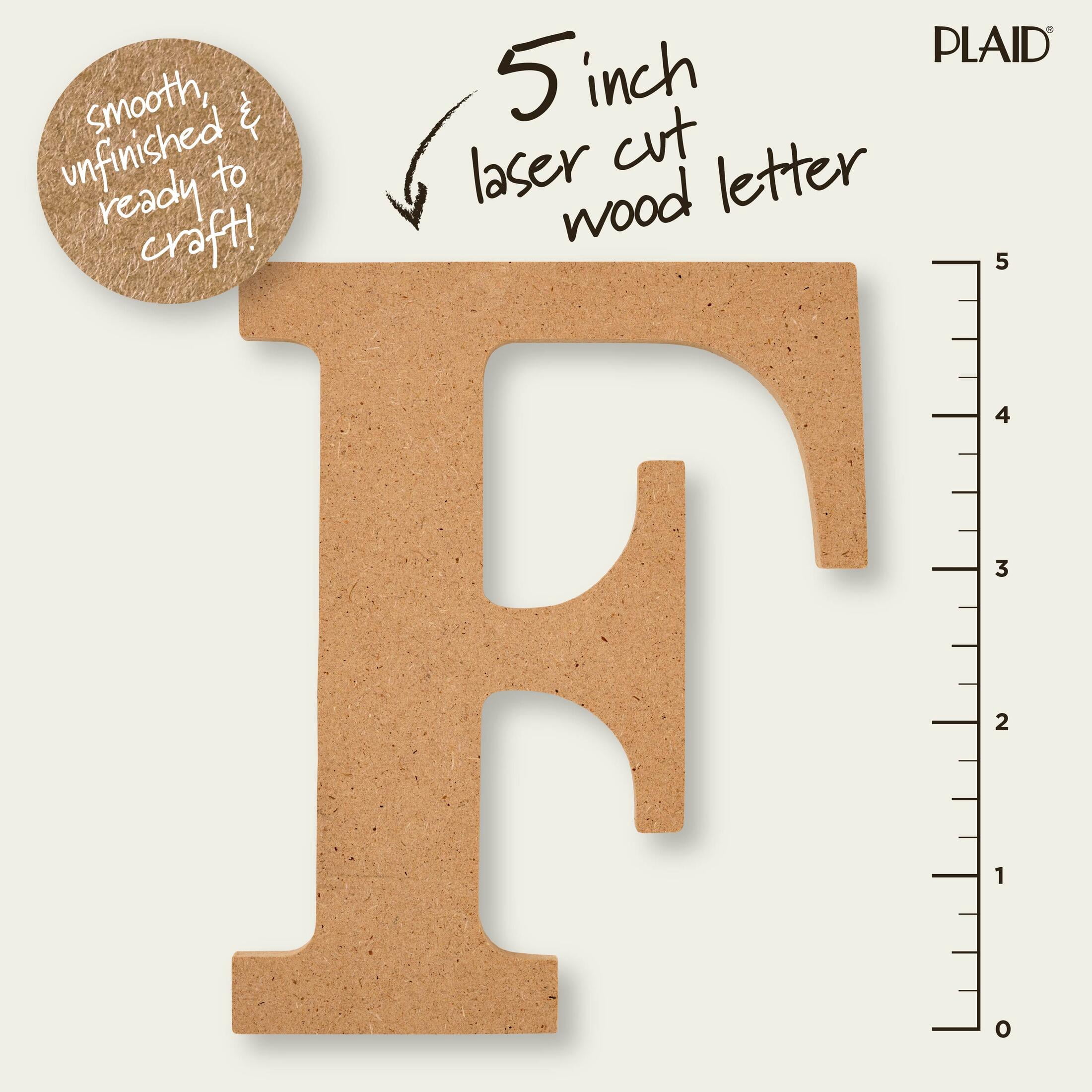 (2 pack) Plaid Unfinished Wood MDF 5" Letter for DIY Arts and Crafts, F