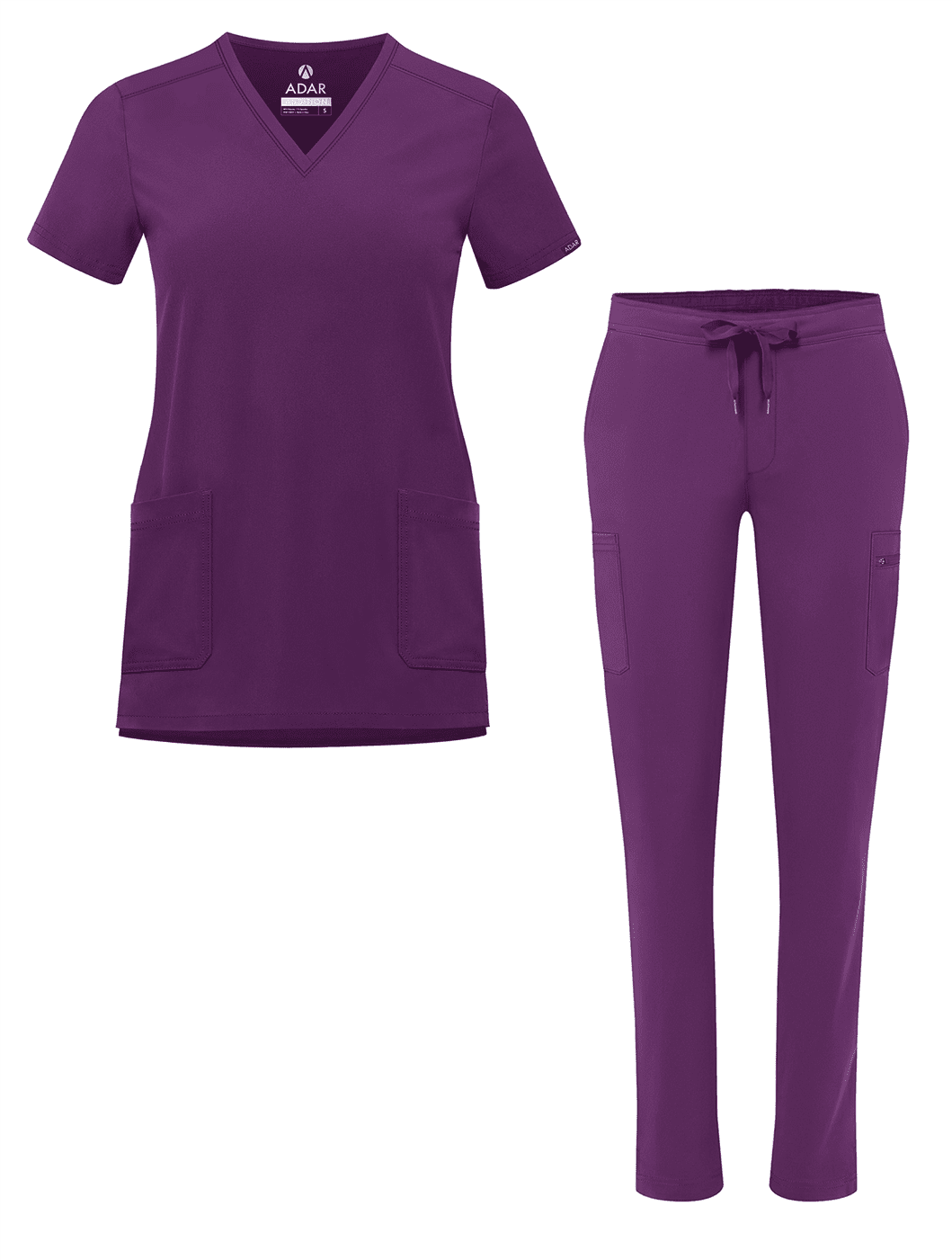 Photo 1 of Adar Addition Go-Basic Scrub Set For Women - Slim V-Neck Scrub Top Skinny Cargo Scrub Pants
