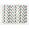 thumbnail image 1 of Rose Bath Mat, Modern Pattern Pink Rose Blossoms with Spiral Designs and Green Leaves, Non-Slip Plush Mat Bathroom Kitchen Laundry Room Decor, 29.5 X 17.5 Inches, Pink Reseda Green White, Ambesonne, 1 of 2