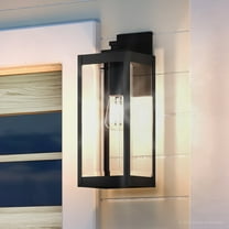 Luxury Modern Farmhouse Outdoor Wall Sconce, 20.00''H x 7.00''W, with Industrial Style Elements, Minimalist Design, Estate Bronze Finish and Clear Beveled Glass, UQL1352
