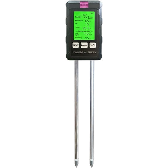 6-in-1 Soil Moisture Meter, Plant Water Monitor, Soil Test Kit -Soil Moisture/Light/Fertility/PH Tester, Professional Soil Tester for Home, Garden, Lawn, Farm, Indoor and Outdoor Use