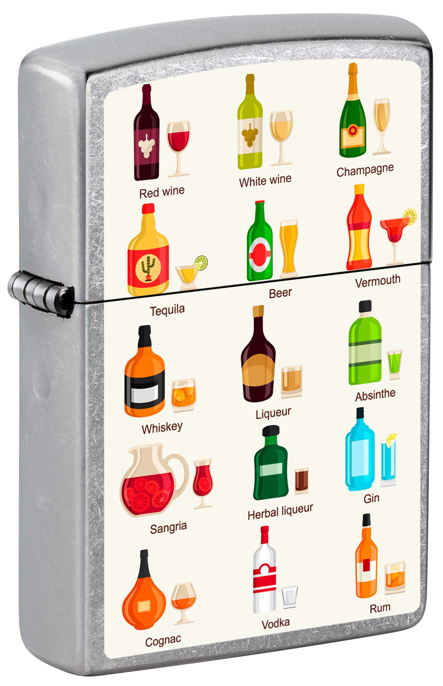 Zippo Lighter Alcoholic Bottles and Drinks Street Chrome 81107