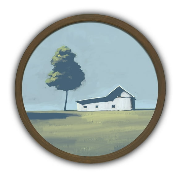 Creative Products Big Sky Barn 20 x 20 Round Brown Framed Print
