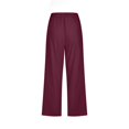 thumbnail image 5 of Women High Waisted Wide Leg Pants Drawstring Elastic Trousers Comfy Straight Leg Long Pants With Pockets, 5 of 5