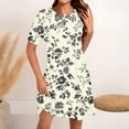 thumbnail image 2 of Vestido Corto para las Mujeres Cuello Redondo Manga Corta Impresa Suéter, Moda Casual Estilo Línea, 2 of 5