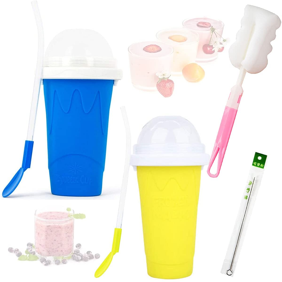 Frozen Magic Cup, TIK Tok Slushy Maker Cup Ice Cream Maker, Squeeze Cup