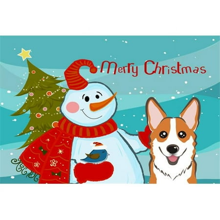 

Carolines Treasures BB1874PLMT Snowman With Red Corgi Fabric Placemat