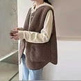 thumbnail image 4 of HTNBO Women's Fuzzy Sherpa Fleece Vest Casual Reversible Plaid Sleeveless Warm Jacket Button Down Winter Outerwear, 4 of 5