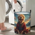thumbnail image 4 of Lsque Meditating Golden Retriever pattern Laundry Hamper Basket, Tall Woven Rope Hamper Basket for Clothes, Lightweight Storage Basket, Collapsible Waterproof-Small, 4 of 8