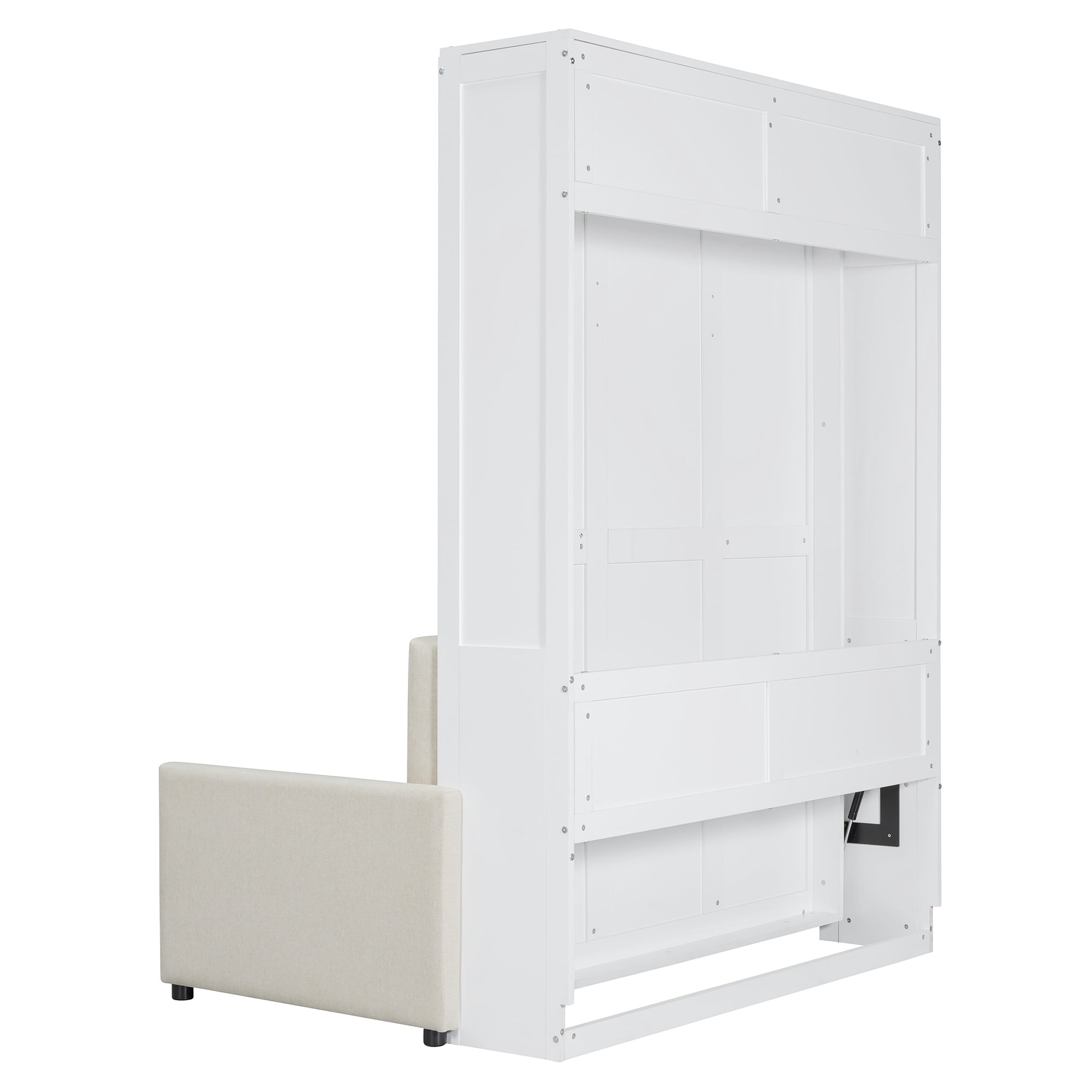 Mintazer Full Murphy Bed with Sofa, Modern Foldable Wall Bed for Bedroom Apartment Guest Room, White