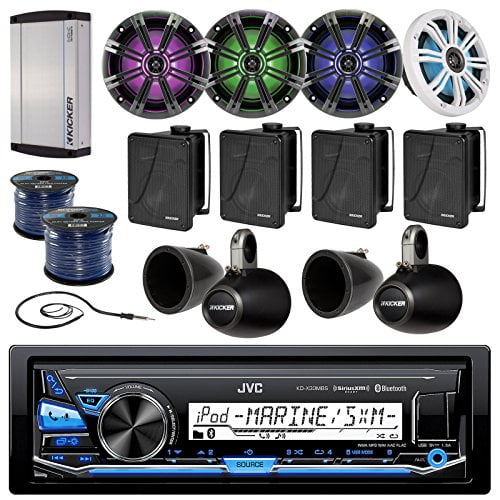 JVC KDX33MBS Marine Bluetooth Receiver Bundle Combo With 4x 6.5" Inch