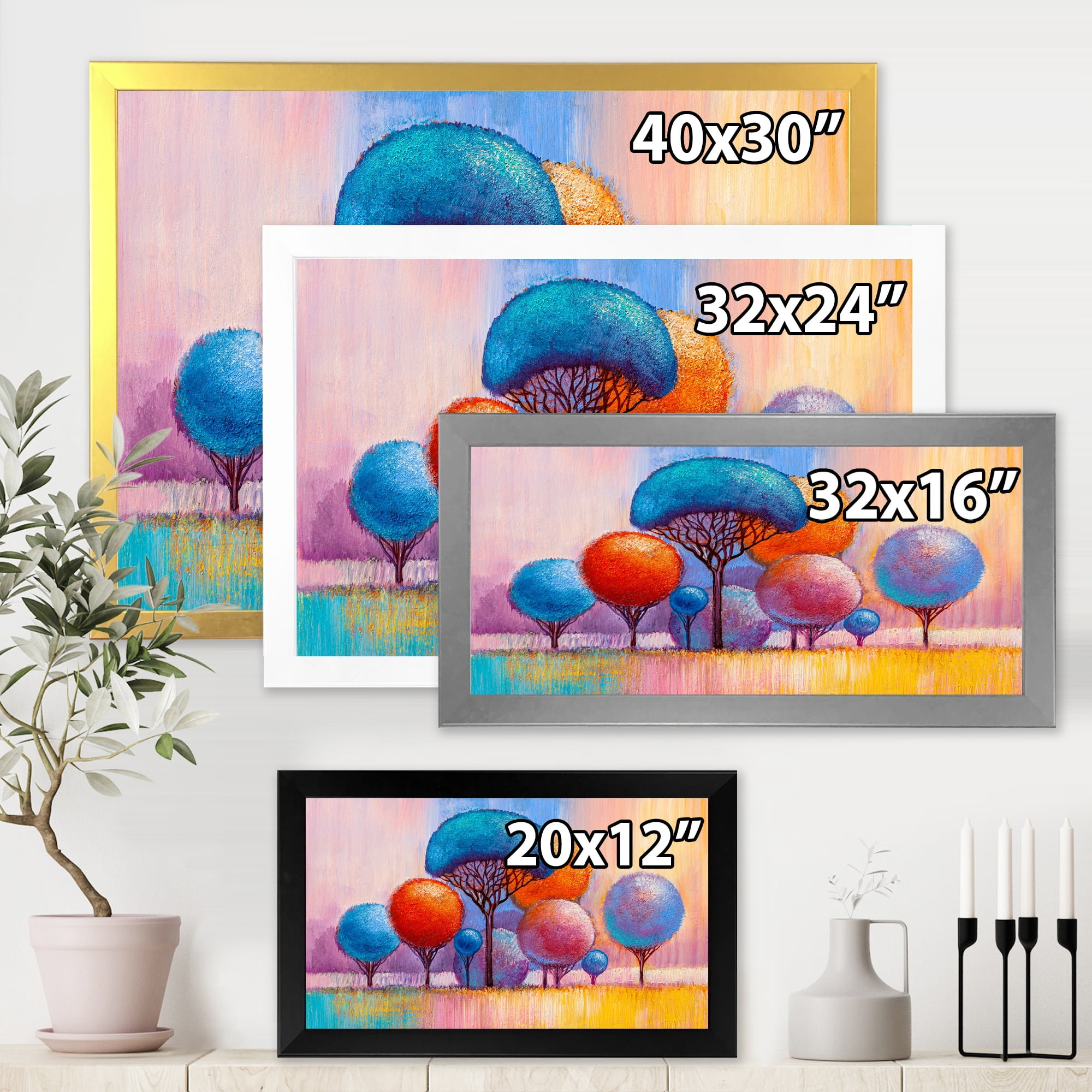 Designart 'Autumn Colorful Fantasy Trees II' Modern Framed Art Print