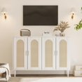 thumbnail image 1 of Yiwa Rattan Coffee Bar Console Table, Multi-Function Storage Sideboard with Power Outlet and Adjustable Shelves for Dining Room, 1 of 8