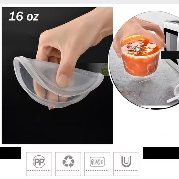 Deli Containers with Lids 16 Oz. Disposable Clear Lunch Containers Leakproof | Plastic Round Food Storage Containers | Freezer Containers for Food