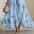thumbnail image 3 of ZEHJUHAN Women's Floral Print V-Neck Long Sleeves A-Line Flowy Elegant Maxi Dress with Ruffled Hem for Vacation Light Blue，M, 3 of 4