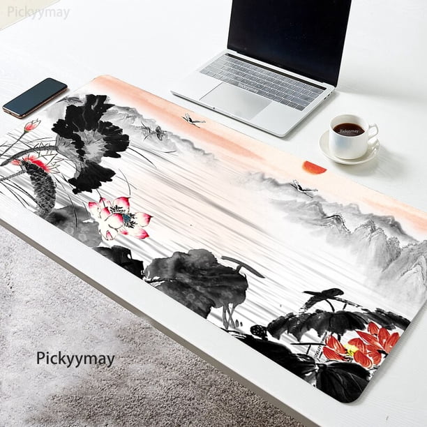 Alfombrilla de ratón antideslizante con diseño de flor de loto para videojuegos, alfombrilla de goma para ordenador portátil, oficina y hogar, tamaño de 90x40cm, XXL qiuyongming unisex