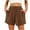 Coffee, variant on Women’s Shorts Summer Women Short Pants Elastic Mid Waist Pocket Drawstring Shorts Solid Color Stylish Shorts Lady Loose Fit Weekend Wear Beige L