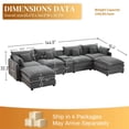 thumbnail image 2 of Aukfa 145" U Shaped Cloud Couch Oversized 6 Seat Sectional Sofa with USB&Cupholdes Storage Console for Living Room, Chenille, Gray, 2 of 8