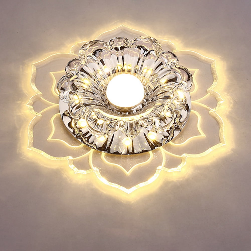 BLEEUS Modern Led Crystal Ceiling Lights Surface Mounted Porch Aisle Lamp Lighting Supplies （White）