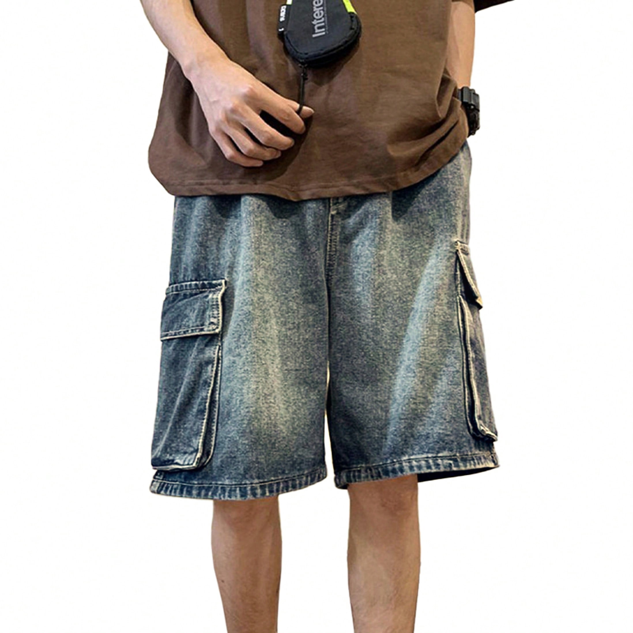 GINGTTO Men's Baggy Loose Fit Below Knee Denim Shorts - Walmart.com