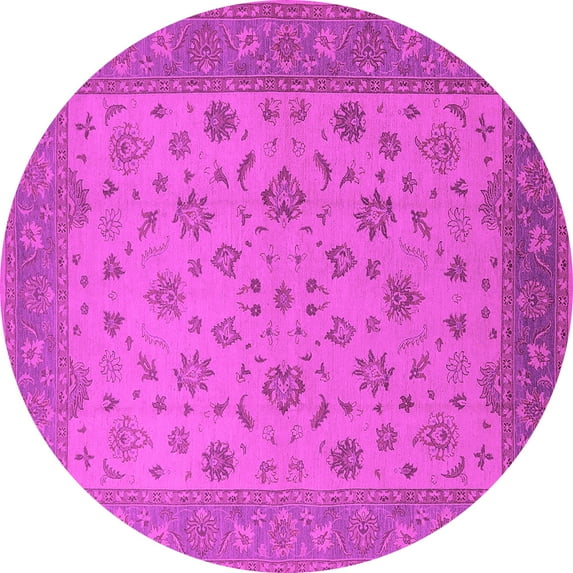 Ahgly Company Indoor Round Oriental Pink Traditional Area Rugs, 7' Round