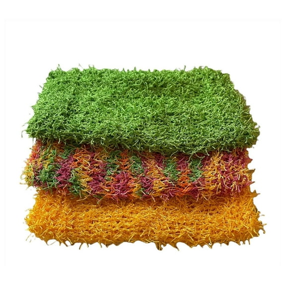 Scrubby Washcloths - Exfoliating - Tropical colors - 100% cotton - Set of 3