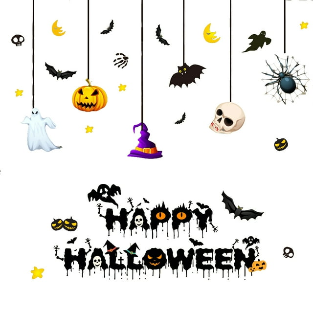 Halloween Wall Sticker DIY Static Bat Wall Decal Ghost Wall Sticker Window Cling