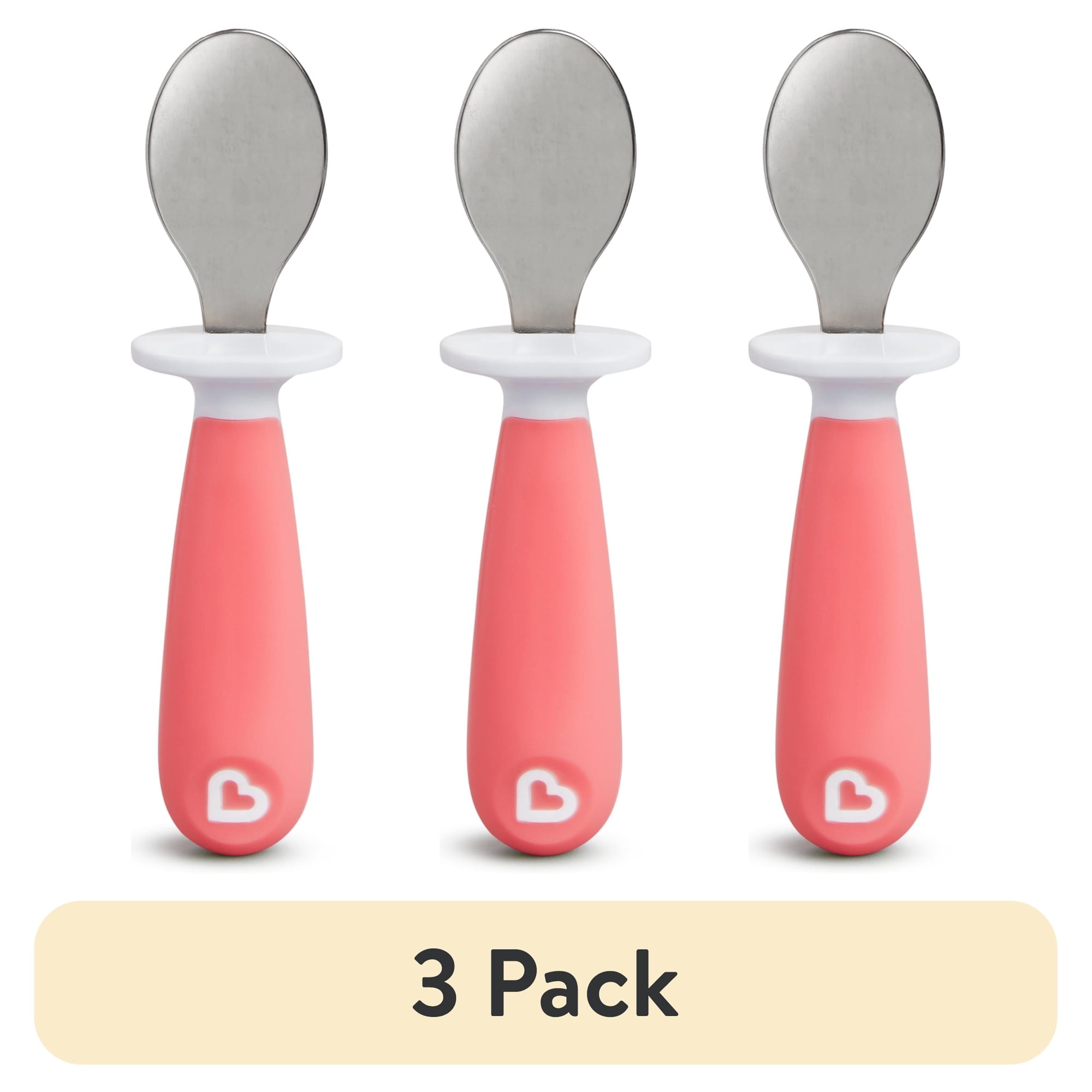 (3 pack) Munchkin® Raise Toddler Fork and Spoon, Pink/Purple, 12+ months, 4 Pack