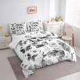 thumbnail image 2 of Castle Fairy Gothic Skeleton Queen Bedding 7pcs,Butterfly Graffiti Splash Bedding Comforter Set Queen,Gray White,Reversible, 2 of 7