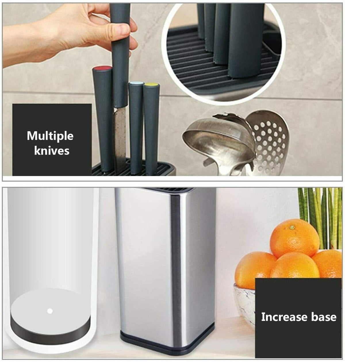 OOU Universal Knife Block Holder - Round Kitchen Knife Storage Unique Slot  Design to Protect Blades, Space Saver Knife Organizer Detachable for Easy