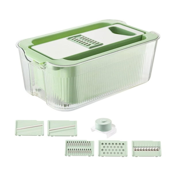 Mandolina cortadora de cocina para verduras de acero inoxidable multiusos Verde con 6 cuchillas