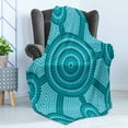 thumbnail image 4 of Teal Soft Flannel Fleece Throw Blanket, Abstract Aboriginal Dot Painting Native Prehistoric Cultural Art in Australia, Cozy Plush for Indoor and Outdoor Use, 70" x 90", Teal, by Ambesonne, 4 of 5