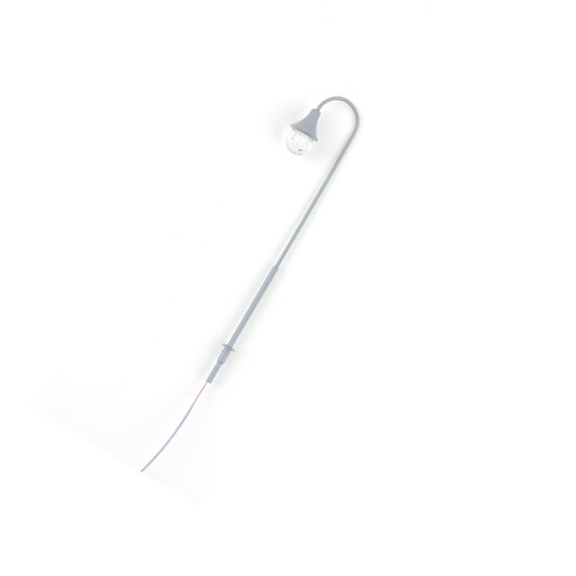 Billuyoard Modelo de lámpara de vía férrea, farola a escala en miniatura para exteriores, accesorios de diseño Simple, decoración de luz de parque LED Artesanía Gris (blanco cálido) Billuyoard HA066588-06