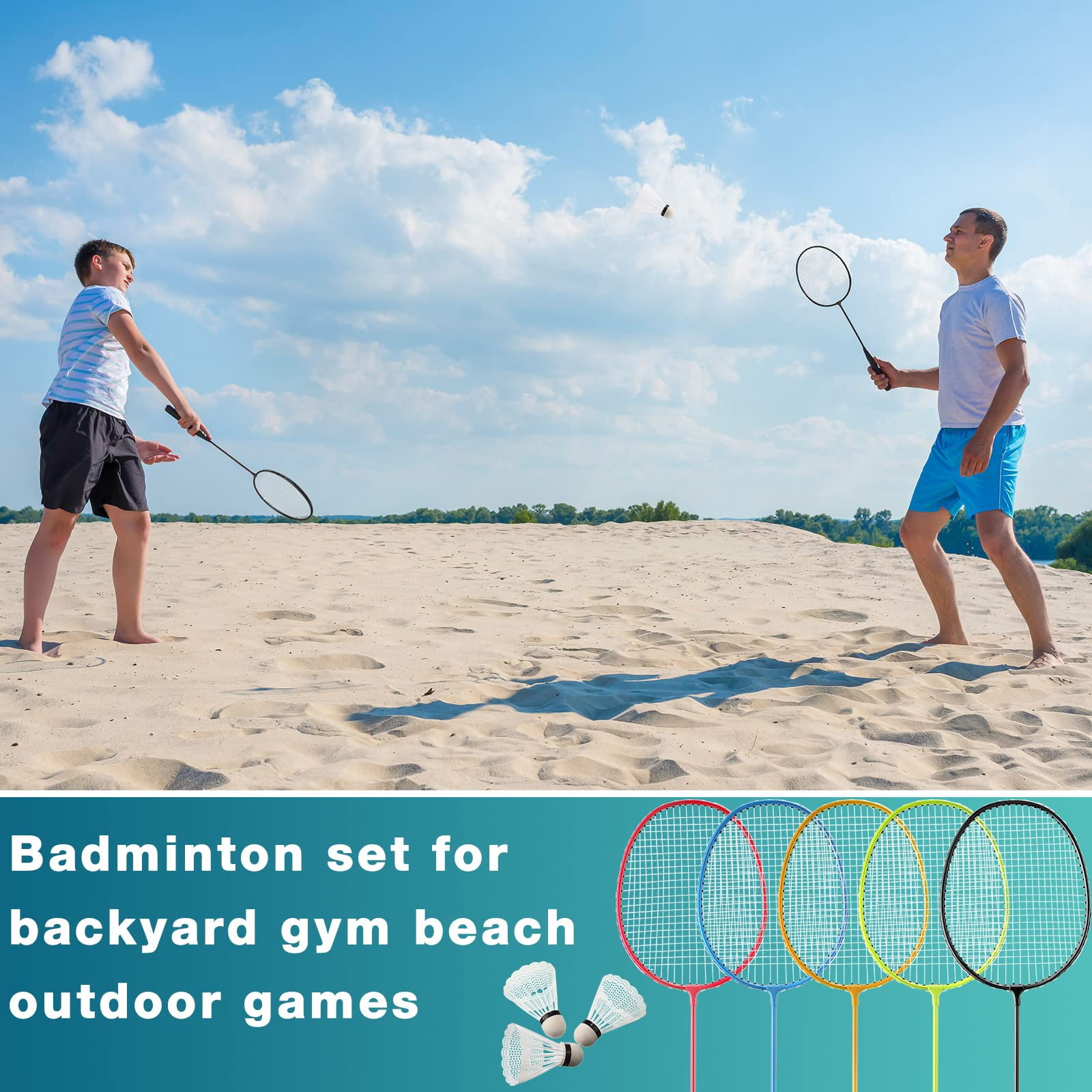 Badminton Rackets Set With Shuttlecocks Racquets For Adult And Lightweight Teenagers Shuttlecock Backyard Gym Beach Outdoor Games