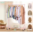 thumbnail image 2 of Heavy Duty Clothing Racks for Hanging Clothes Rack, 43" Wide Rolling Garment Rack Metal Clothing Hanger Rack with Wheels Wardrobe Rack for Coats, Shirts, Dress (Pink), 2 of 7