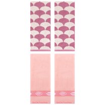 Unique Bargains 4 Pcs Soft Absorbent Geometric and Leaves Hand Towel Set 13" x 29" Pink