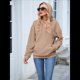 thumbnail image 5 of Sudadera con Capucha para Mujer, Informal, de Larga, con Cordón Ajustable, Estilo Waffle, Holgada, con Bolsillo. Caqui L, 5 of 10
