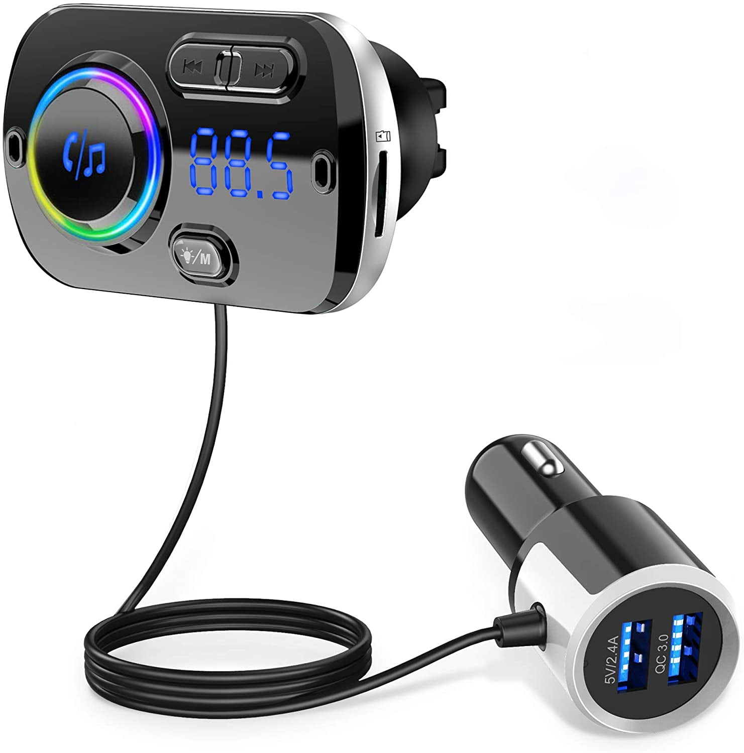 1,8 Zoll Display Auto MP3 Player Bluetooth Anruf FM Transmitter QC3.0