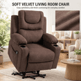 thumbnail image 6 of UHOMEPRO Power Lift Chair for Elderly, Velvet Recliner Chair with Massage and Heat, Overstuffed Recliner Sofa Chair with USB Port and Side Pocket for Living Room, Brown, 6 of 10