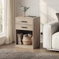 thumbnail image 5 of GALAXHERO Nightstand Set of 2 with Charging Station and 2 Drawers, Wood Bedside Table End Table with Open Shelf for Bedroom, Living Room, Greige, 5 of 10