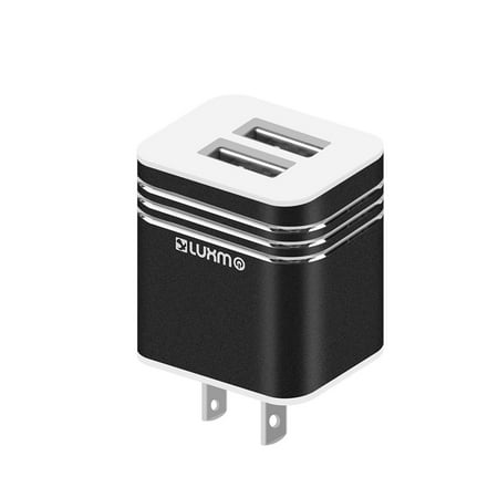 Charger Sky Pilot Insten Dual Port USB Wall Charger AC Plug for Samsung S9 S8 S7 S6 S5 J3 luna J7 sky pro Moto G4 G5 Plus Coolpad Catalyst ZTE Blade ZMax Max XL Maven 3 Majesty Huawei Ascend xt2 Sensa iPhone SE 8 Black ()