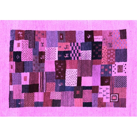 Ahgly Company Indoor Rectangle Abstract Purple Contemporary Area Rugs, 8' x 12'