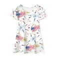 thumbnail image 5 of Gubotare Girl Flag Dresses Toddler Girls Dress Cotton Linen Ruffle Short Sleeve Kids Casual Party Dresses (White,Size 13-14 Years), 5 of 6