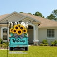 thumbnail image 2 of Remain Unique Welcome Sunflower Linen Garden Flag with Bow for Spring Summer Home Outdoor Garden Yard Door Decor 12x18 inch, 2 of 5