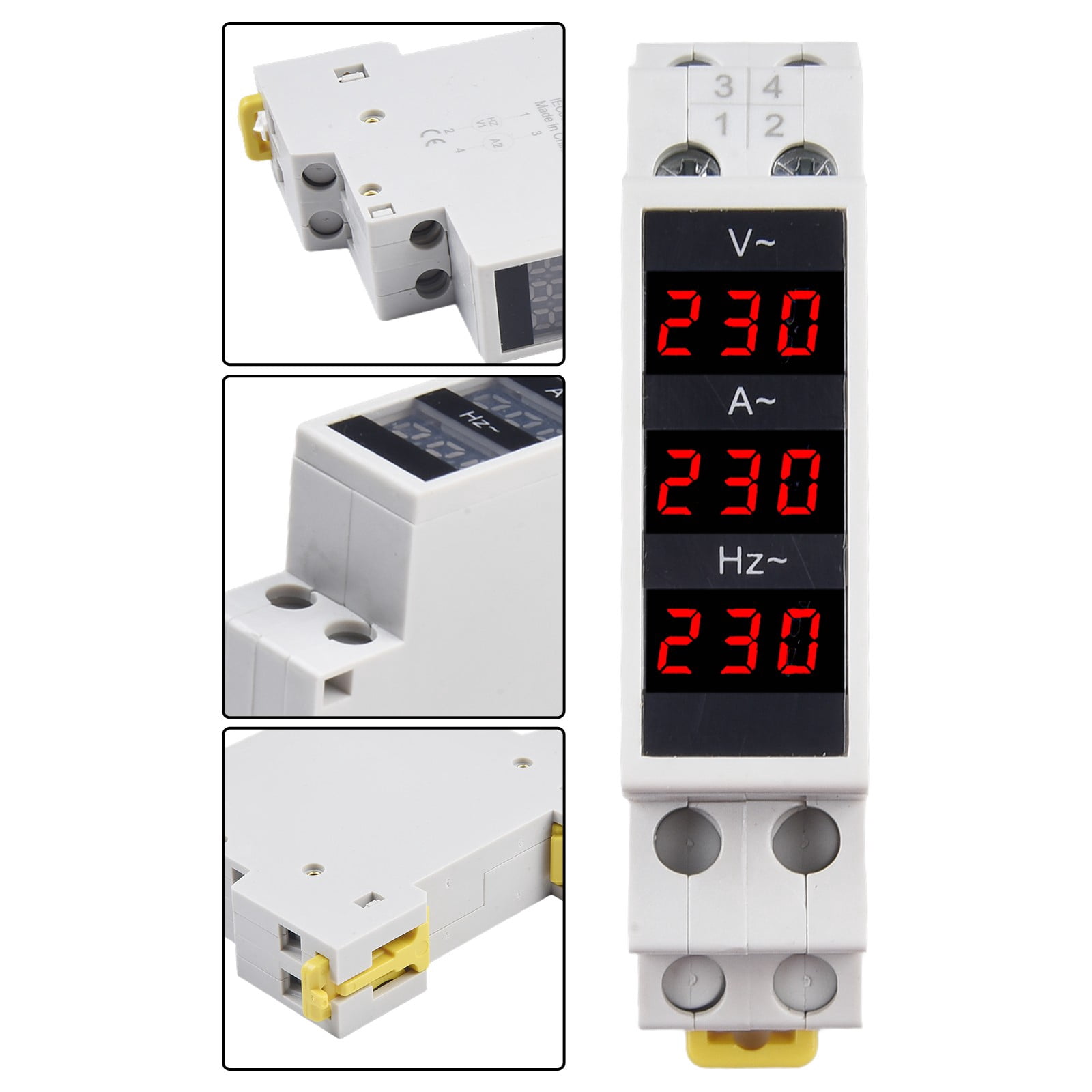 Girlsshop Din Rail Voltmeter Ammeter Hz Meter Ac80-500V Single Phase Modular Digital Meter