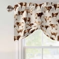 thumbnail image 5 of Farmhouse Cow Tie Up Valances Curtain, Adjustable Kitchen Watercolors Beige Brown Countryside Animal Valances for Windows Decor, Rod Pocket Short Curtains Set for Bedroom/Bathroom, 42"x12", 5 of 9